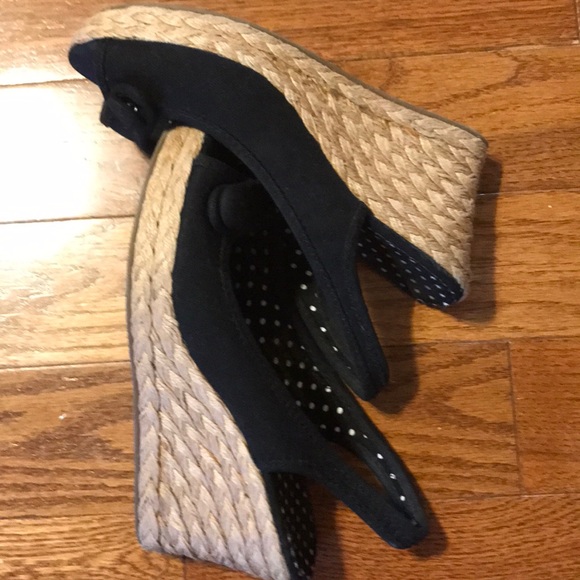 Sugar black cloth wedges size 7.5 - Picture 4 of 5